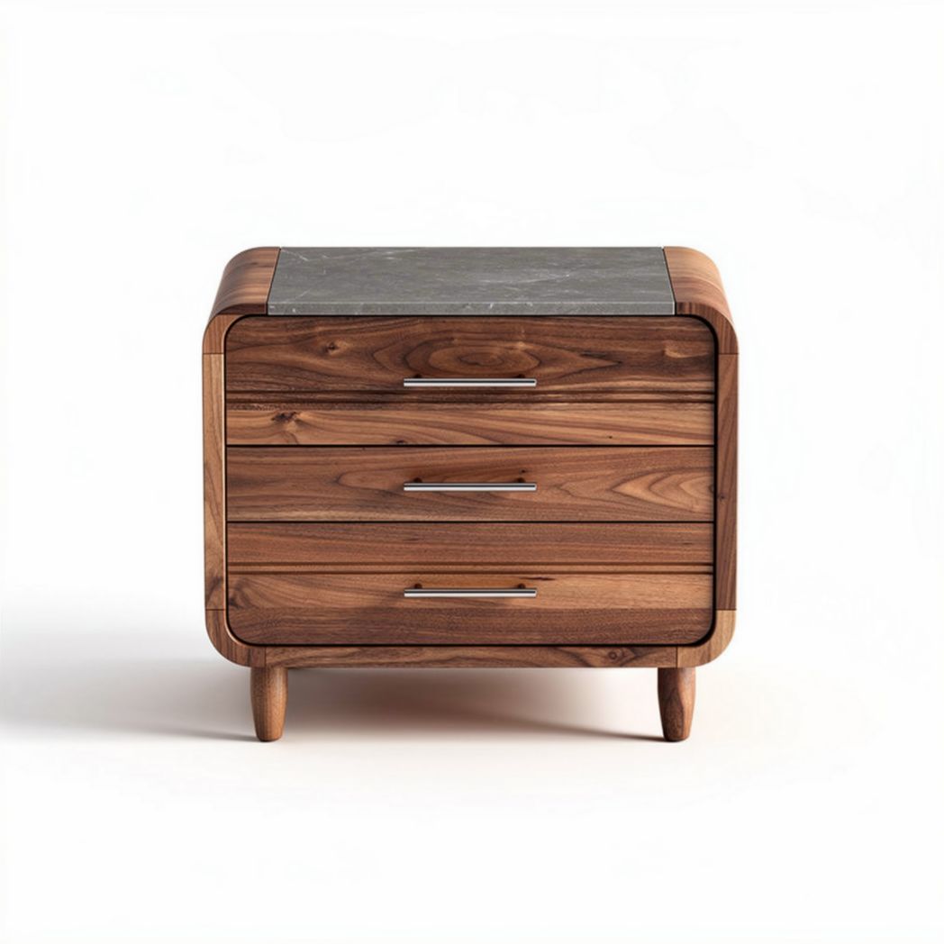 Comodino in legno con superficie in marmo per camera da letto – 45 x 40 x 50 cm