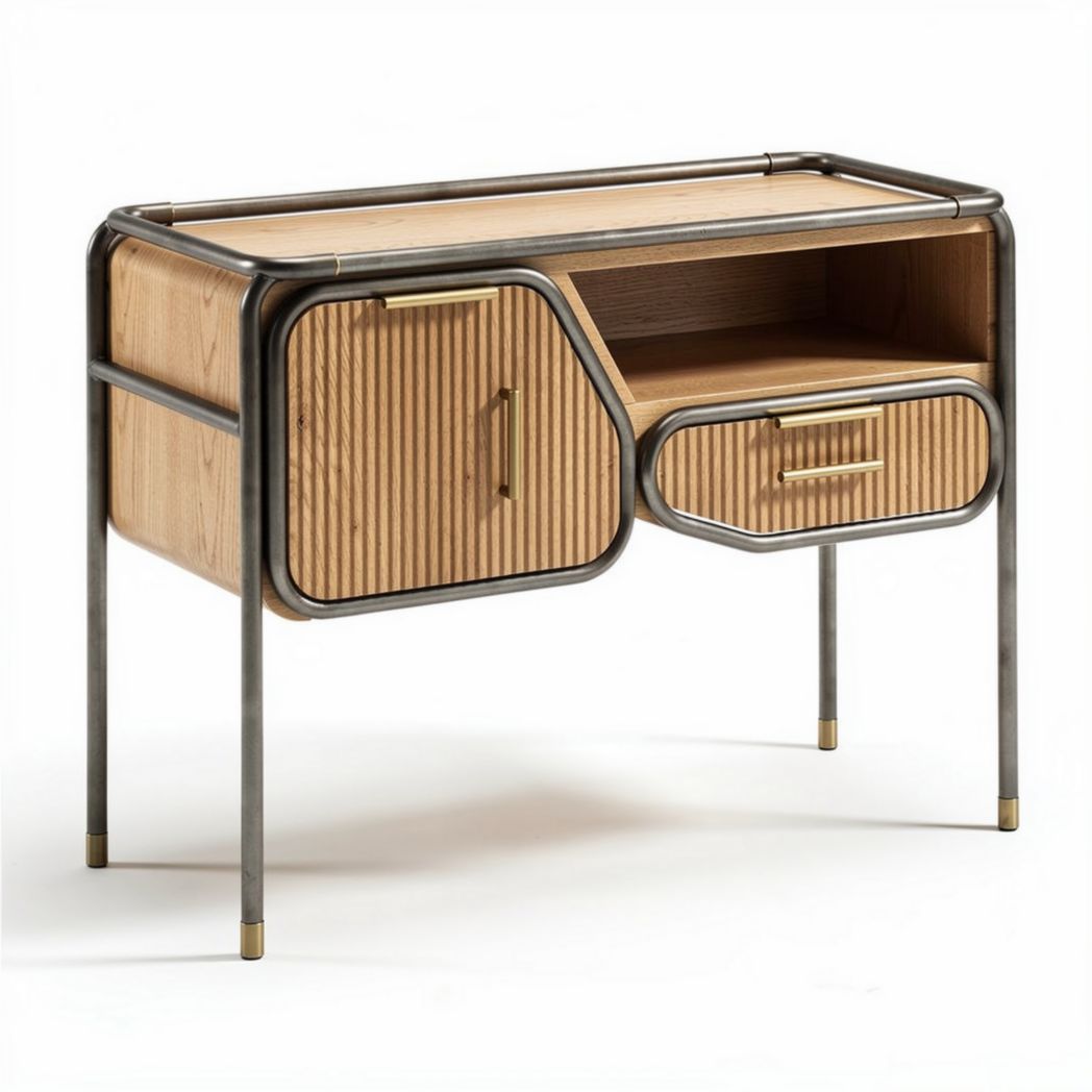 Mobile scrivania in legno e metallo per ufficio domestico – 60 x 40 x 45 cm
