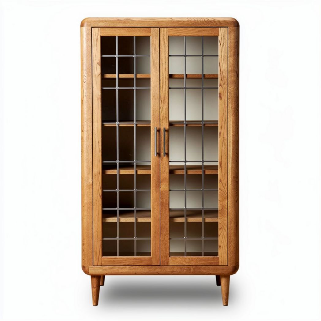 Vetrina in legno con ripiani in vetro per soggiorno – 80 x 40 x 120 cm