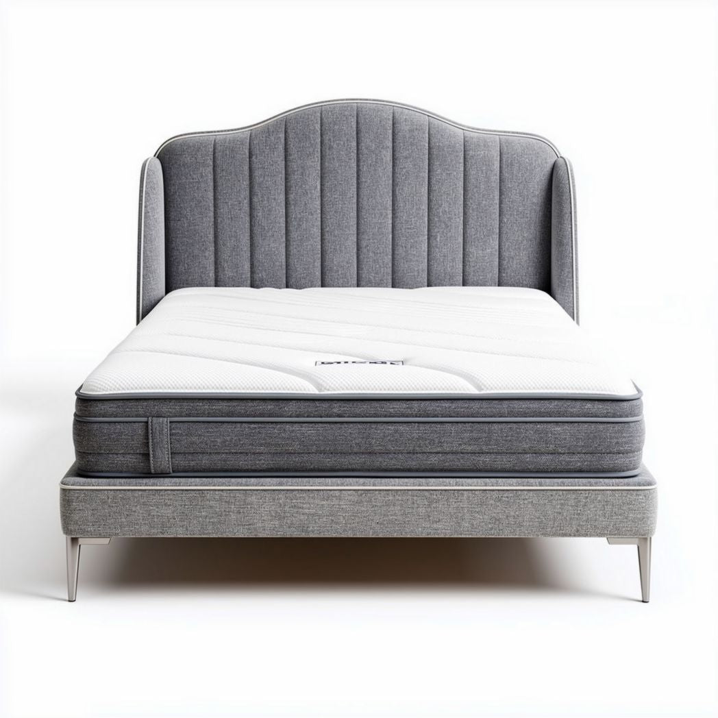 Materasso con base in tessuto grigio per camera da letto – 200 x 160 x 25 cm