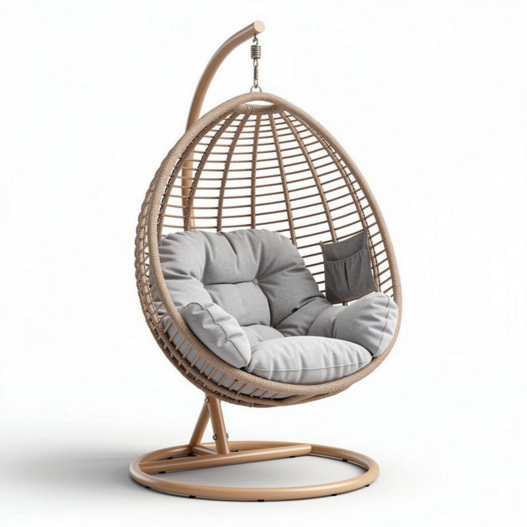 Poltrona a sospensione in rattan per interni ed esterni – 80 x 70 x 120 cm